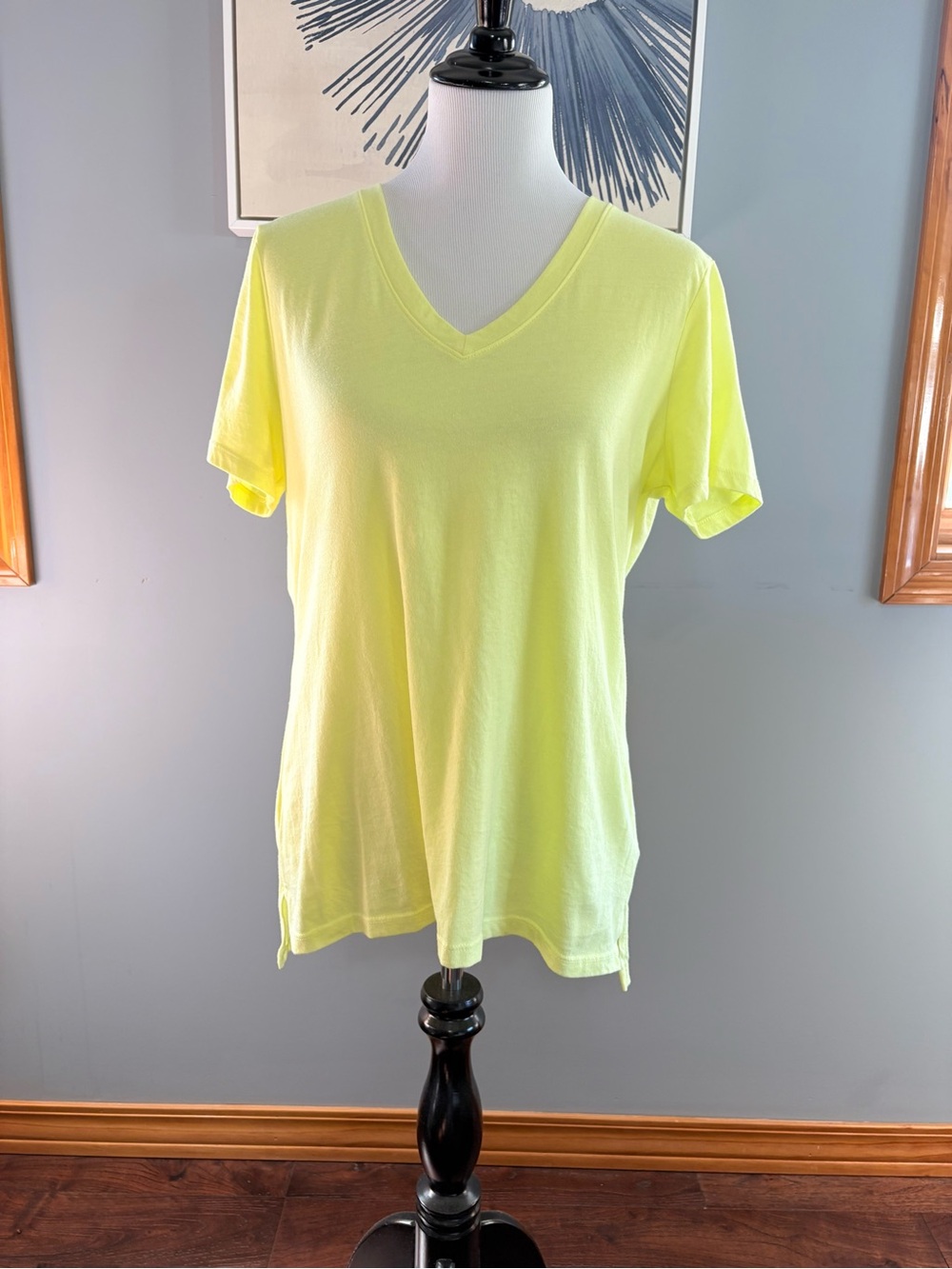 a.n.a Neon Yellow V-Neck Short Sleeve Tee